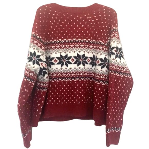 Old Navy Fair Isle Snowflake Cropped Cardigan Sweater Size XL Nordic Cabincore - Picture 6 of 8